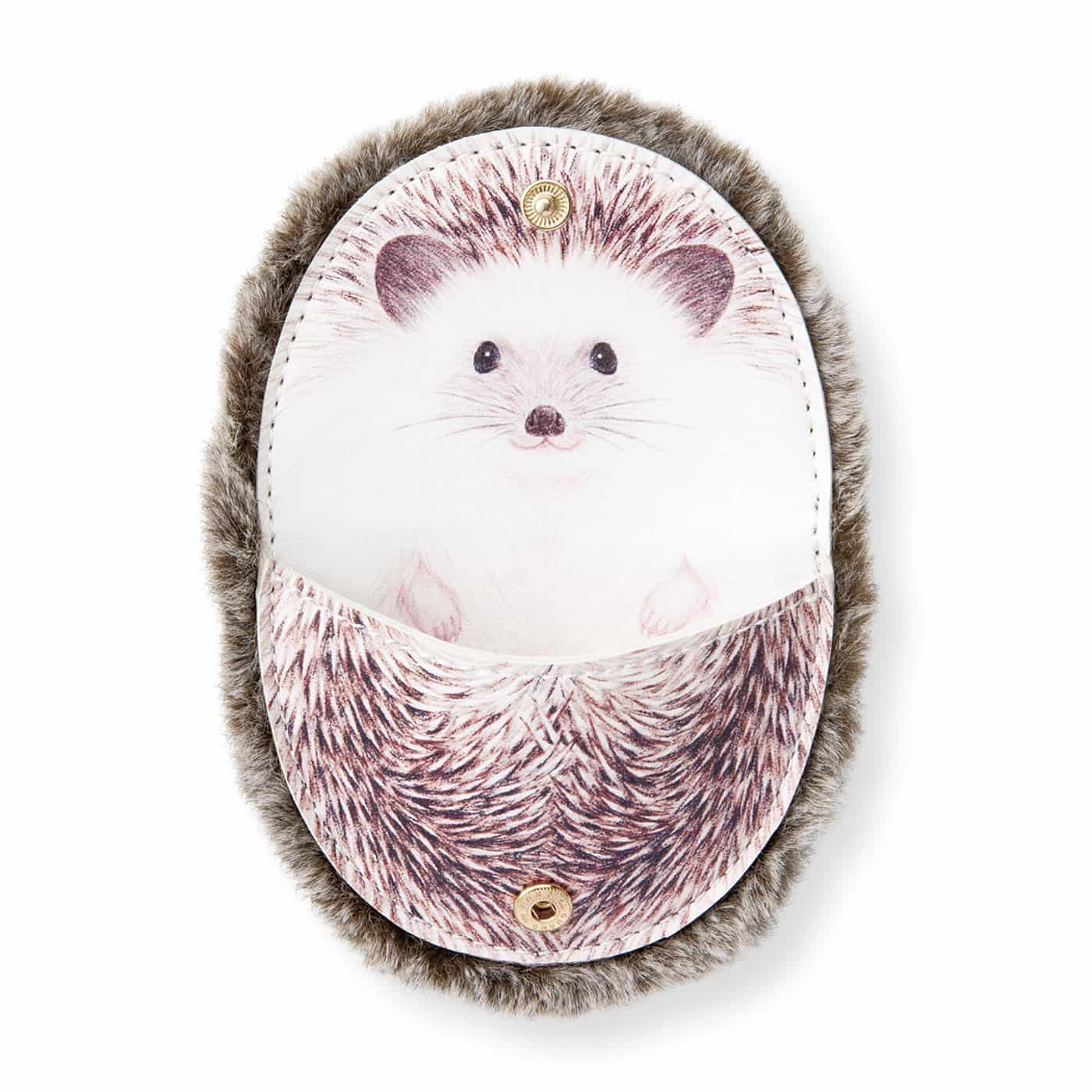 YOU+MORE! Kurutto Marumaru Hedgehog coin case กระเป๋าใส่เหรียญลายเม่นแคระ (Salt & Pepper)