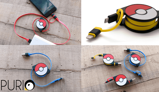 Cheero 2in1 Retractable USB Cable with Lightning & micro USB Pokemon ver. สายชาร์จโทรศัพท์ ลายโปเกม่อน