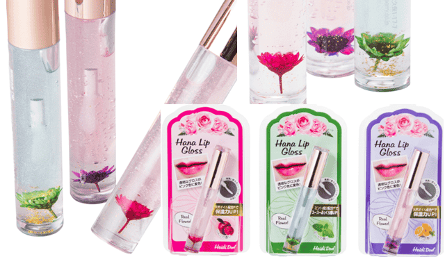 Hana Lip Gloss ลิปกลอสกลิ่นหอม มีดอกไม้อยู่ในขวด 4g