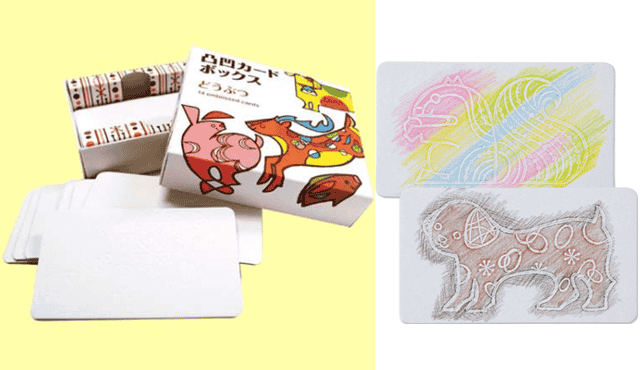 Shimajiro การ์ดรอยรูปภาพสัตว์ สำหรับทาบกระดาษระบายสี พร้อมสีไม้12สี