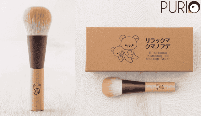 Rilakkuma Kumanofude Makeup Brush แปรงแต่งหน้าสีน้ำตาล ด้ามทำจากไม้เมเปิ้ล ลาย Rilakkuma